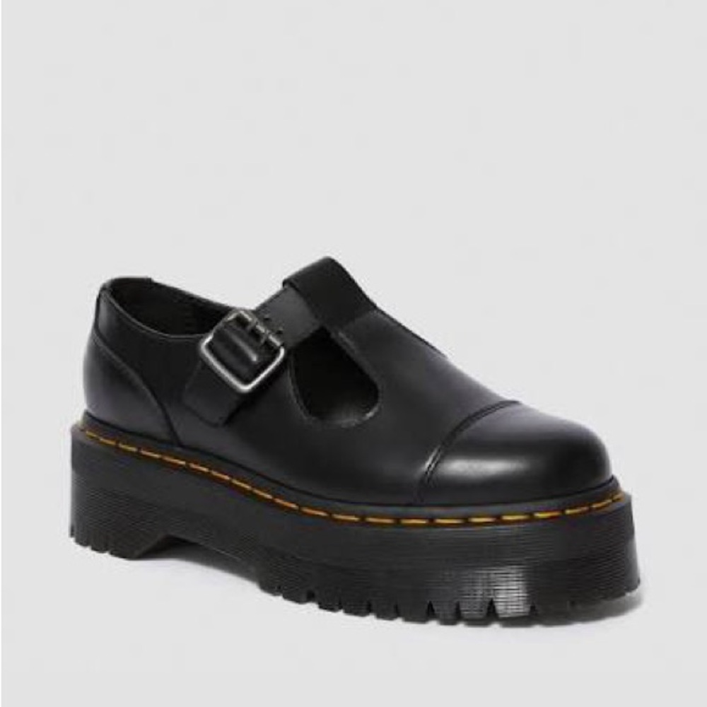 DR. MARTENS BETHAN POLISHED SMOOTH LEATHER PLATFORM SHOES